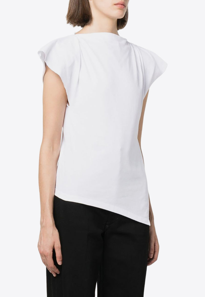 Isabel Marant Sebani Asymmetric Padded T-shirt White TS0097FAA1N41I_20WH