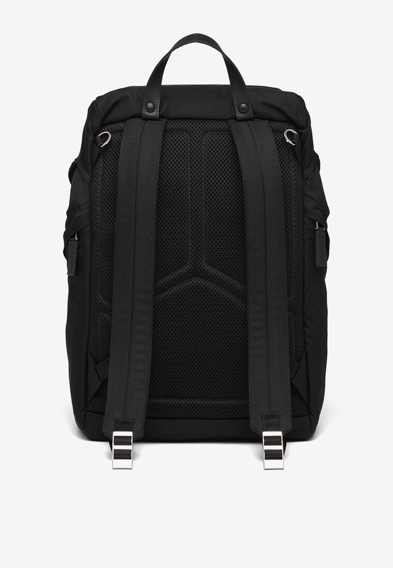 Prada Logo Plaque Leather Backpack Black 2VZ135VHOL2DMG_F0002