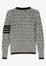 Thom Browne 4-bar Stripes Cable Knit Cardigan Gray MKA510AY1506_055