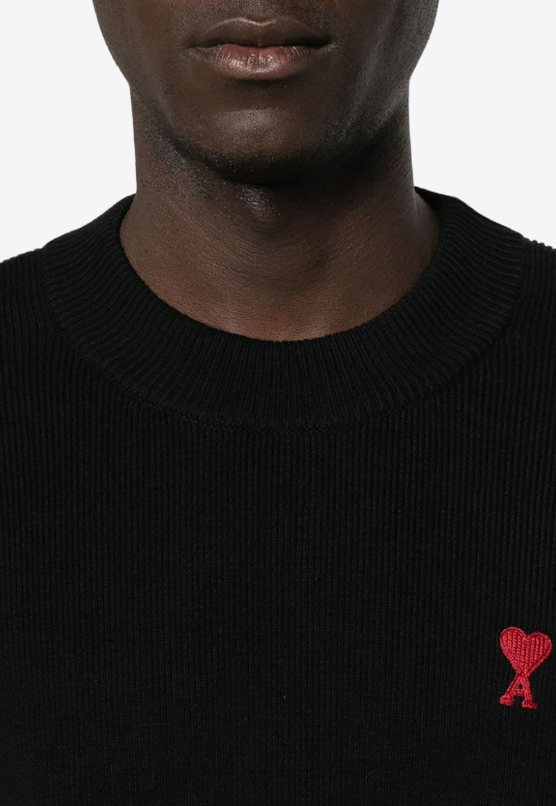 AMI PARIS Ami De Coeur Embroidered Sweater Black UKS046KN0042_001