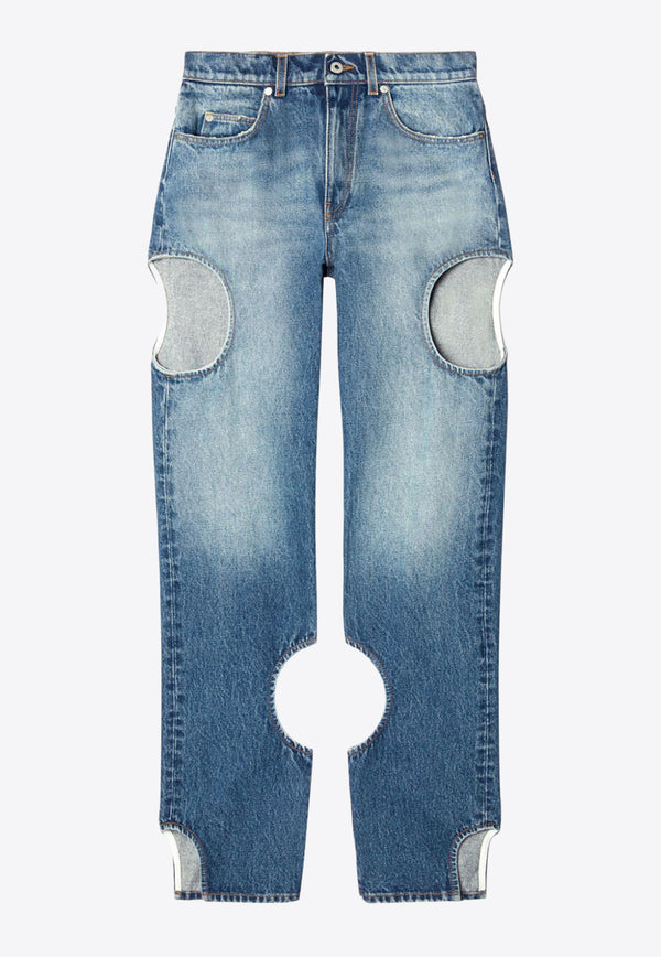 Off-White Meteor Cut-Out Straight-Leg Jeans Blue OWYA058C99DEN001_4500