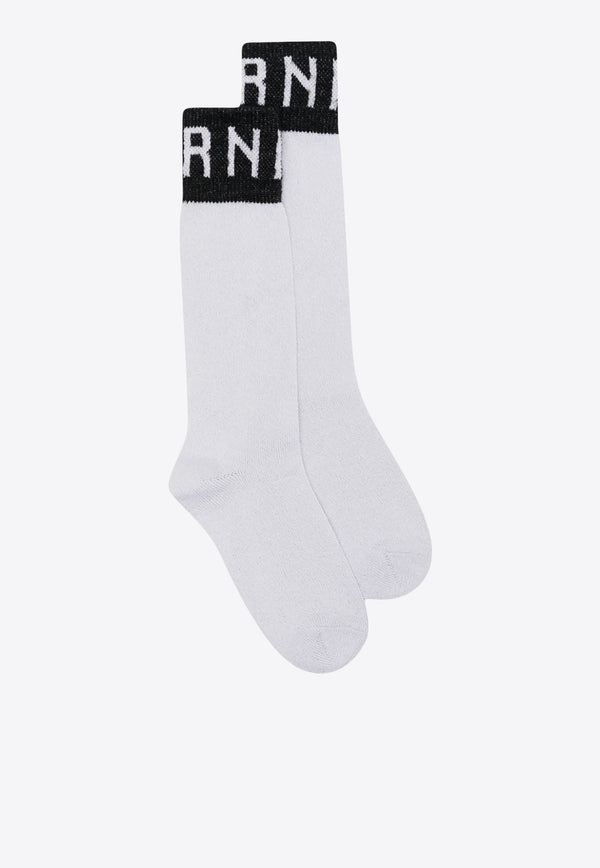 Marni Logo Intarsia Lurex Ribbed Socks White SKMC0181Q0UFC157_00N01