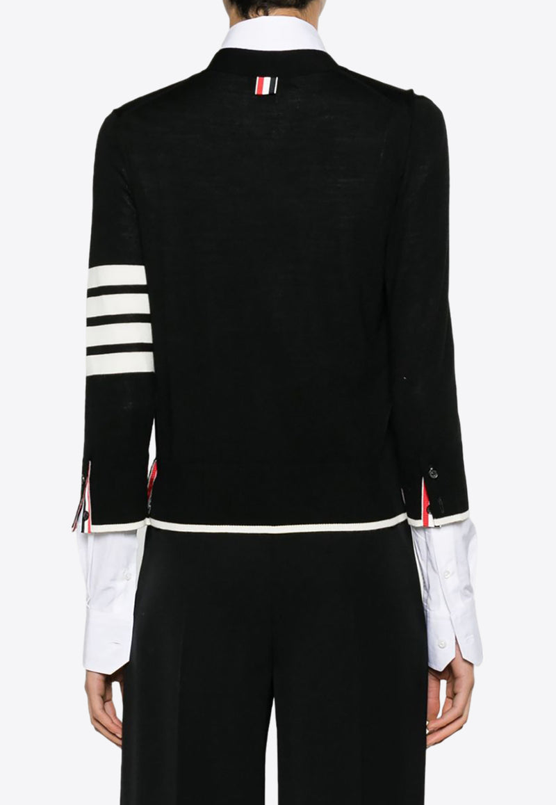 Thom Browne 4-bar Stripes Virgin Wool Cardigan Black FKC334DY1014_001