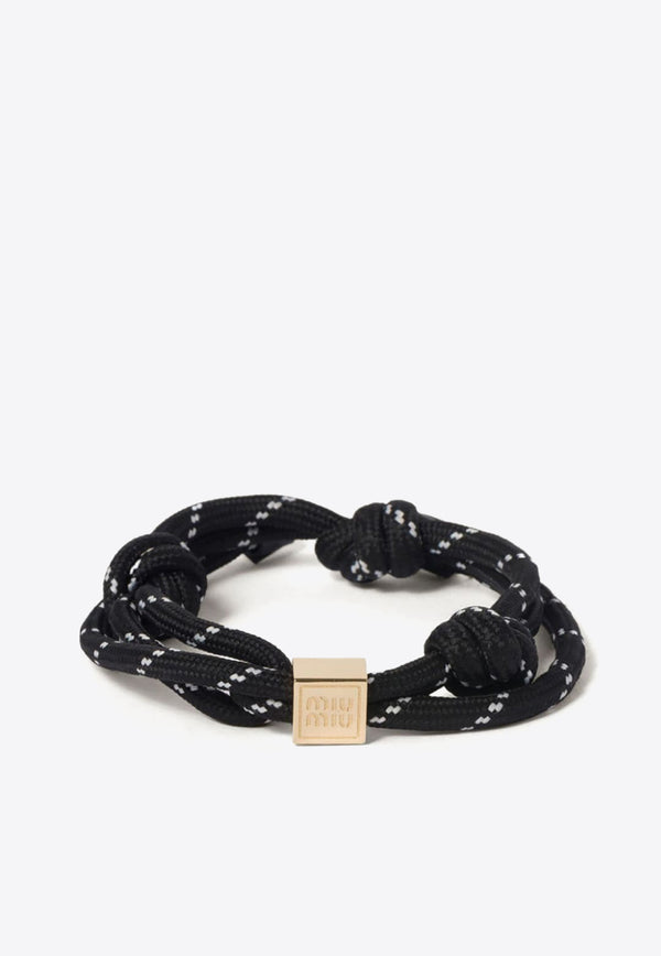 Miu Miu Logo Charm Rope Bracelet Black 5IB5383L74_F0002