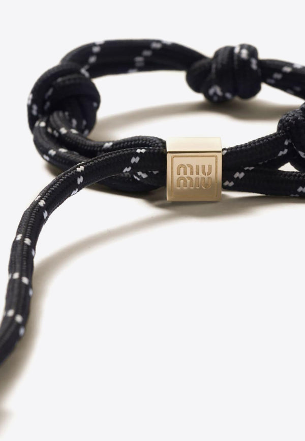 Miu Miu Logo Charm Rope Bracelet Black 5IB5383L74_F0002