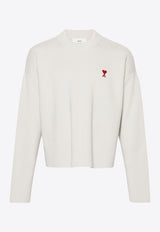 AMI PARIS Ami De Coeur Embroidered Sweater Gray UKS046KN0042_193