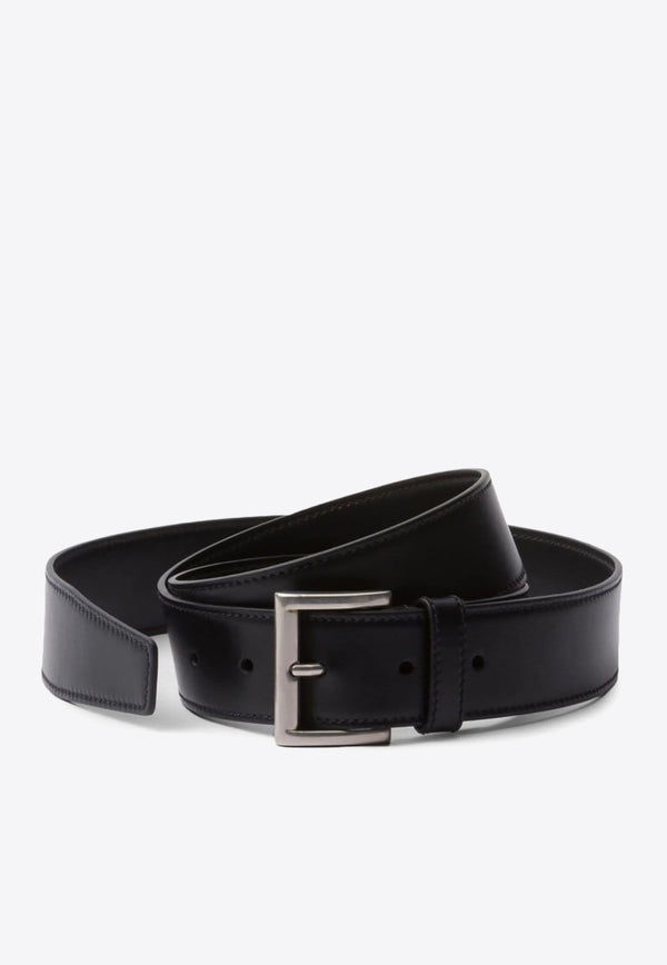 Prada Logo-Engraved Buckle Leather Belt Black 1CC537ASK_F0002