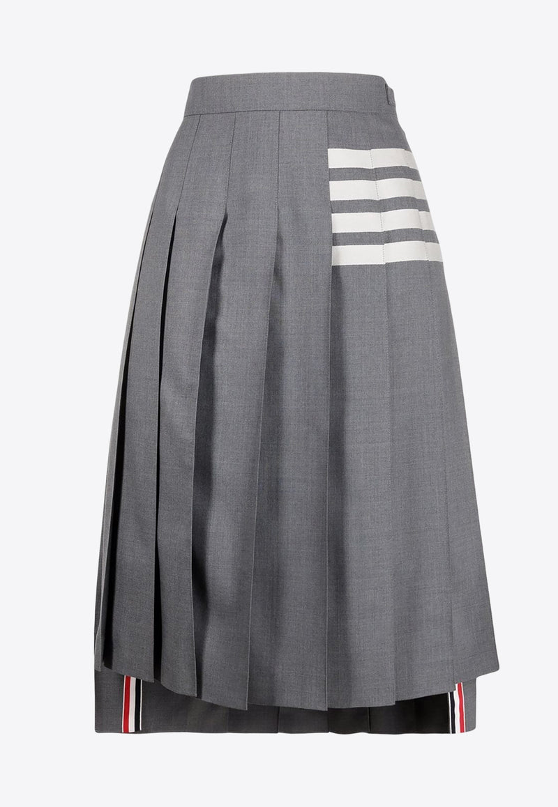 Thom Browne 4-bar Stripes Midi Pleated Skirt Gray FGC400V06146_035