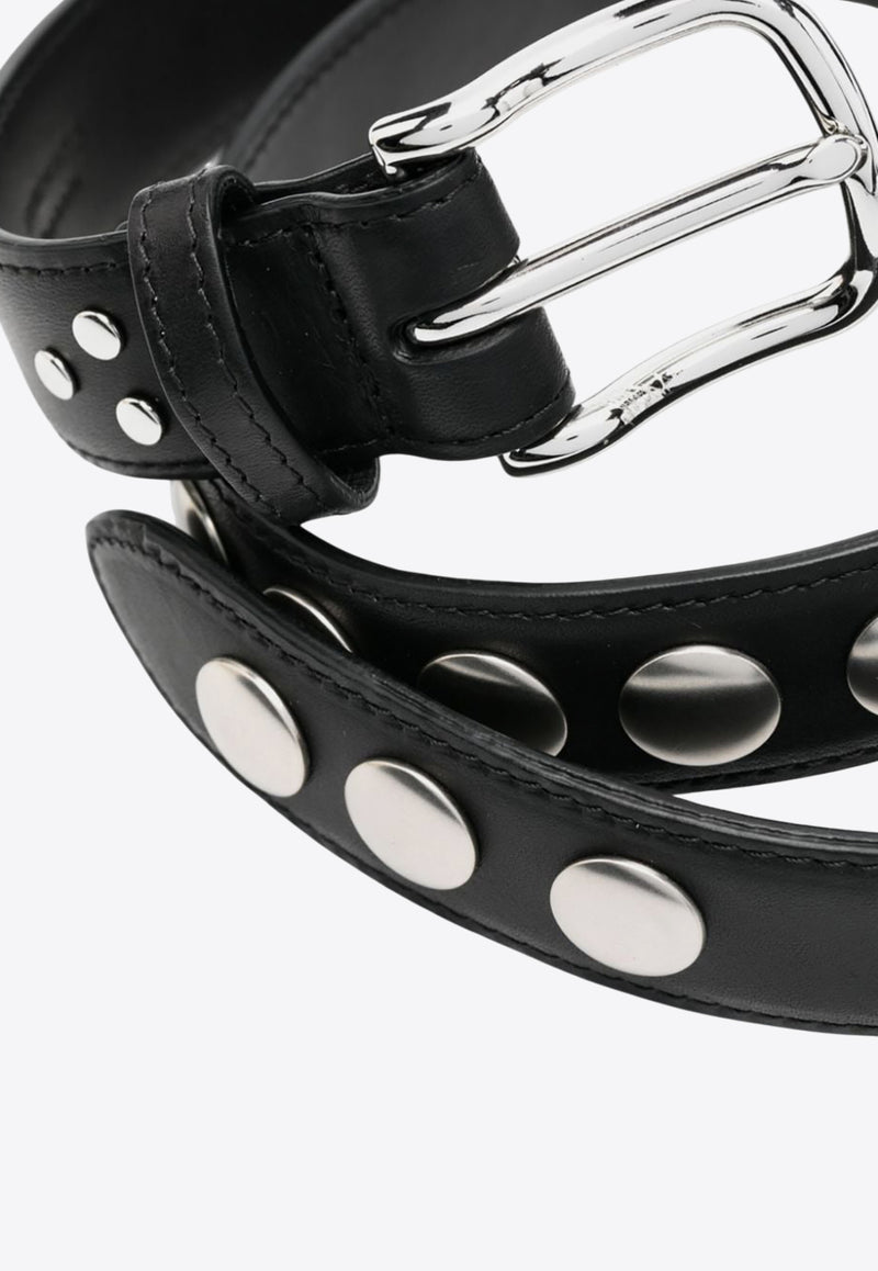 Jérôme Dreyfuss Studded Leather Belt Black 43CEINTFVA_Noir silver