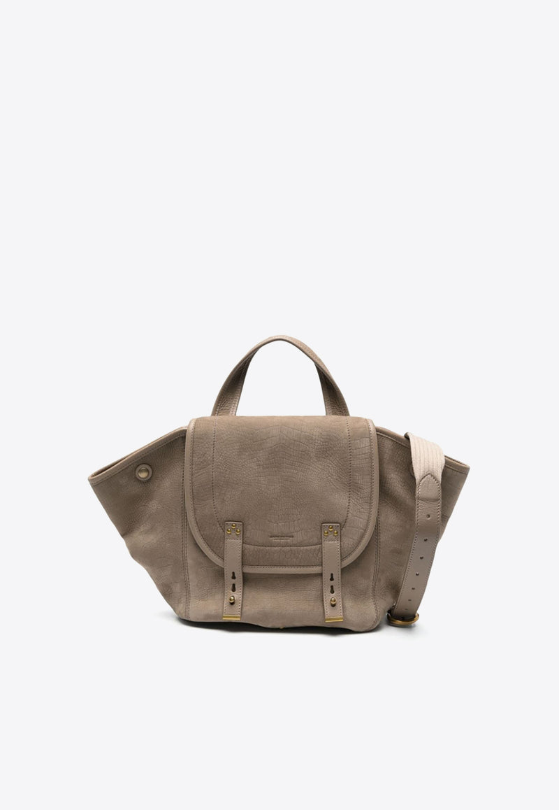 Jérôme Dreyfuss Medium Stan Panier Suede Tote Bag Beige 43STANPAMTA_Imprimé Croco Stone