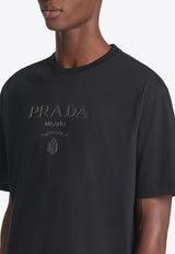 Prada Raised Logo Crewneck T-shirt Black UJN815S2211052_F0002