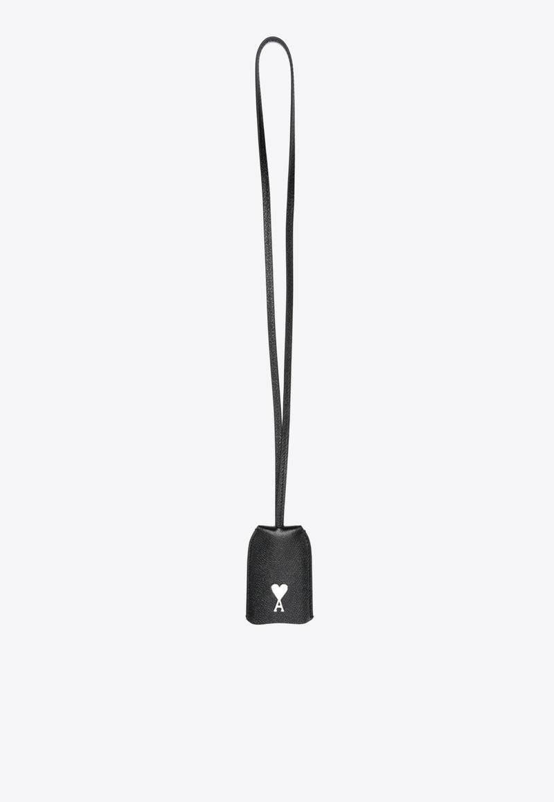 AMI PARIS Ami De Coeur Leather Key-ring Black USL401AL0036_0014