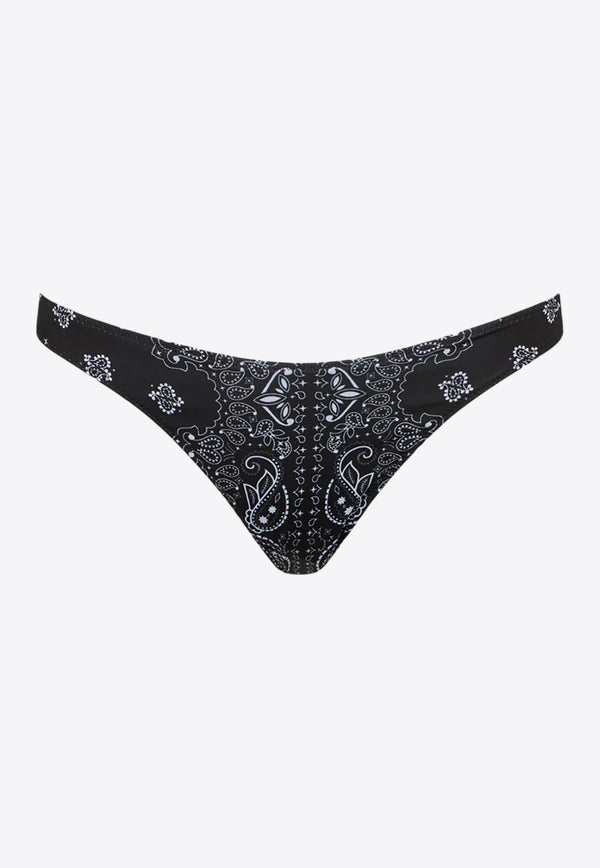 MC2 Saint Barth Bandana Print Brazilian Bikini Bottoms Black NAO0001_02587F