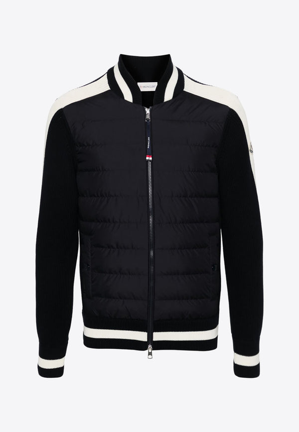 Moncler Zip-Up Cardigan with Padded Panel J10919B00006M1509_778 Blue