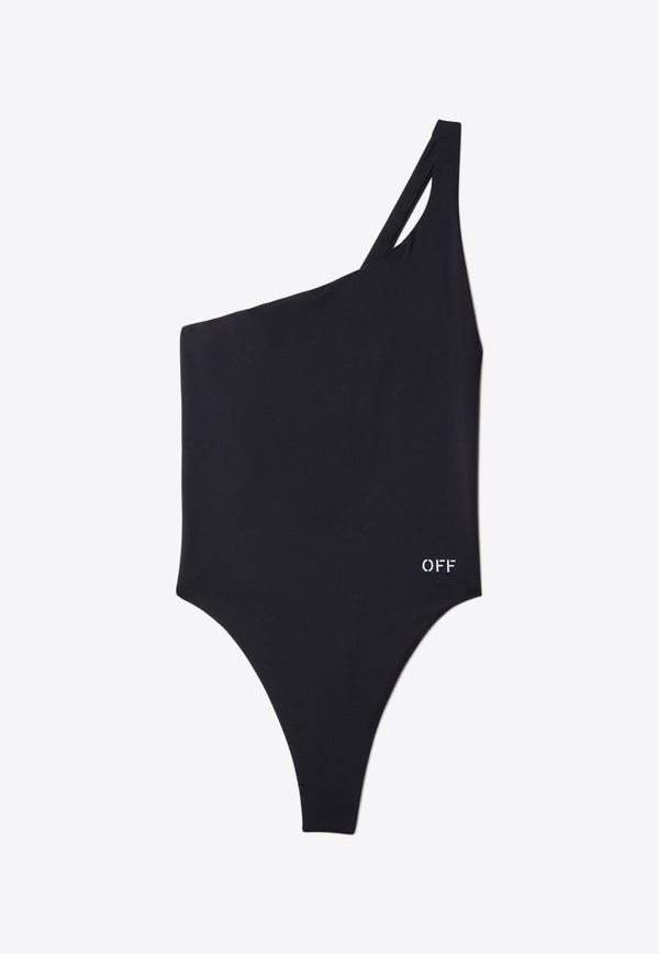 Off-White OFF Stamp One-Shoulder One-Piece Swimsuit Black OWFC017S24FAB001_1001