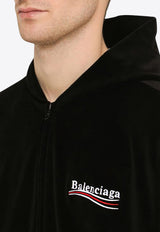 Balenciaga Political Campaign Logo Zip-Up Hoodie 785407TPVJ8/O_BALEN-1070 Black
