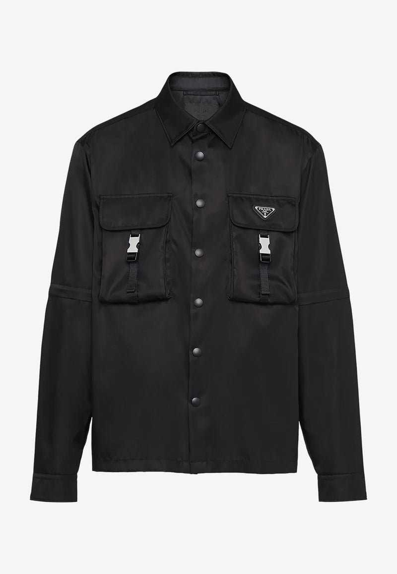 Prada Triangle Logo Oversized Shirt  Black SC548S2121WQ8_F0002