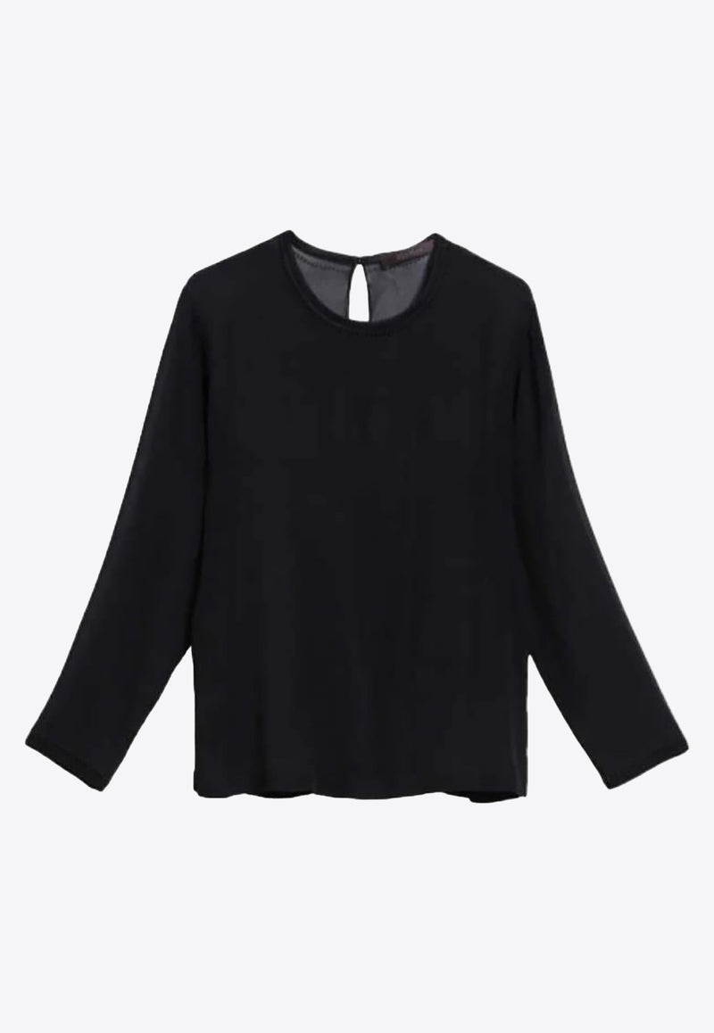 Max Mara Ferrera Semi Sheer Long-Sleeved T-shirt Black 12660204FERRARA007