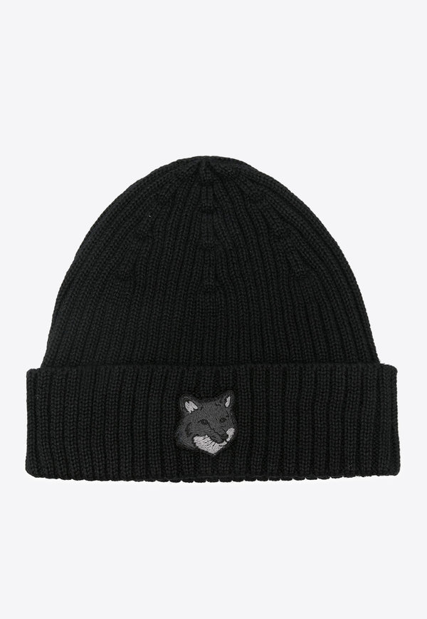 Maison Kitsuné Bold Fox Ribbed Beanie Black MM06111KT1022_P199