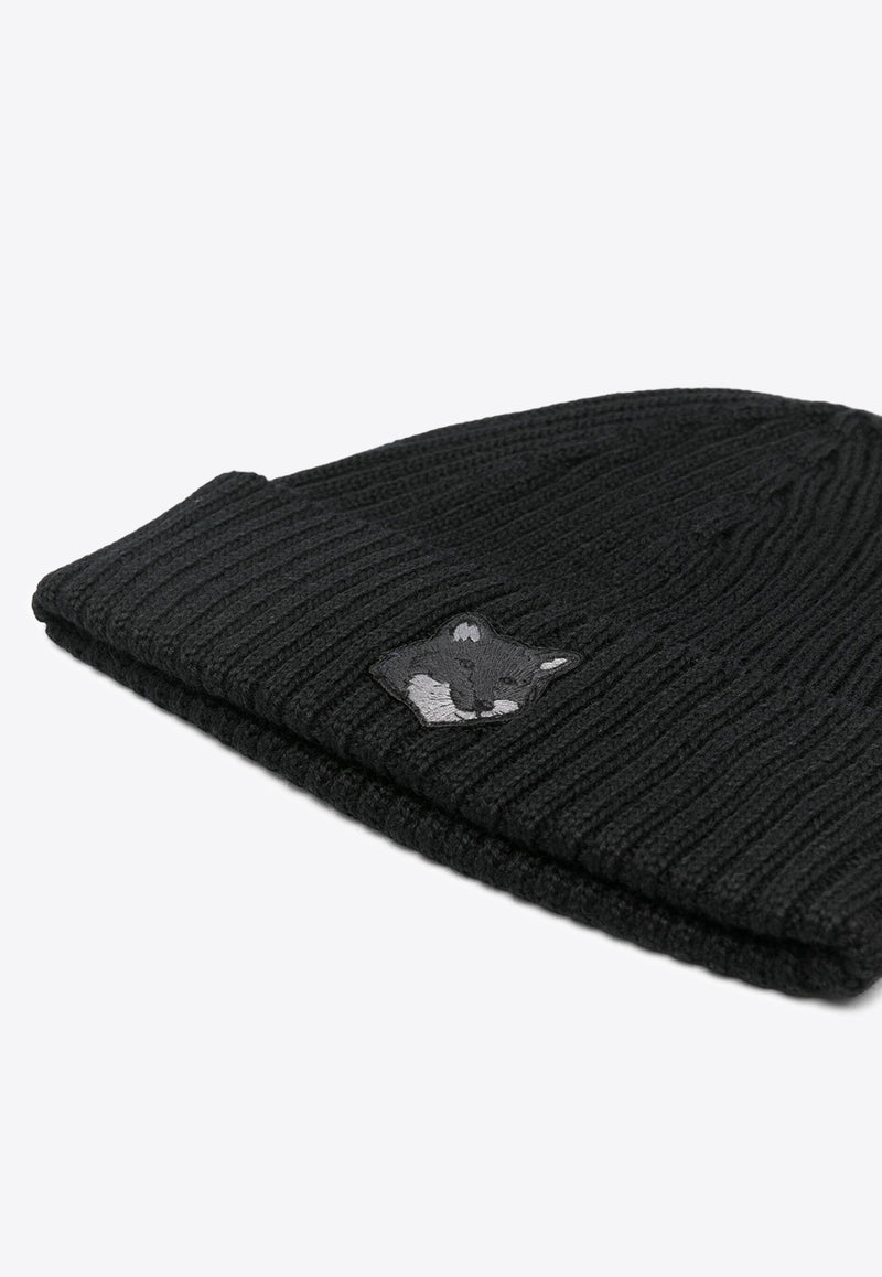 Maison Kitsuné Bold Fox Ribbed Beanie Black MM06111KT1022_P199