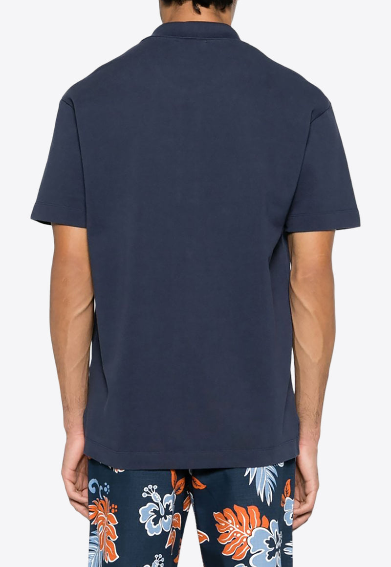 Maison Kitsuné Fox Logo Patch Polo T-shirt Blue MM00210KJ7010_P476