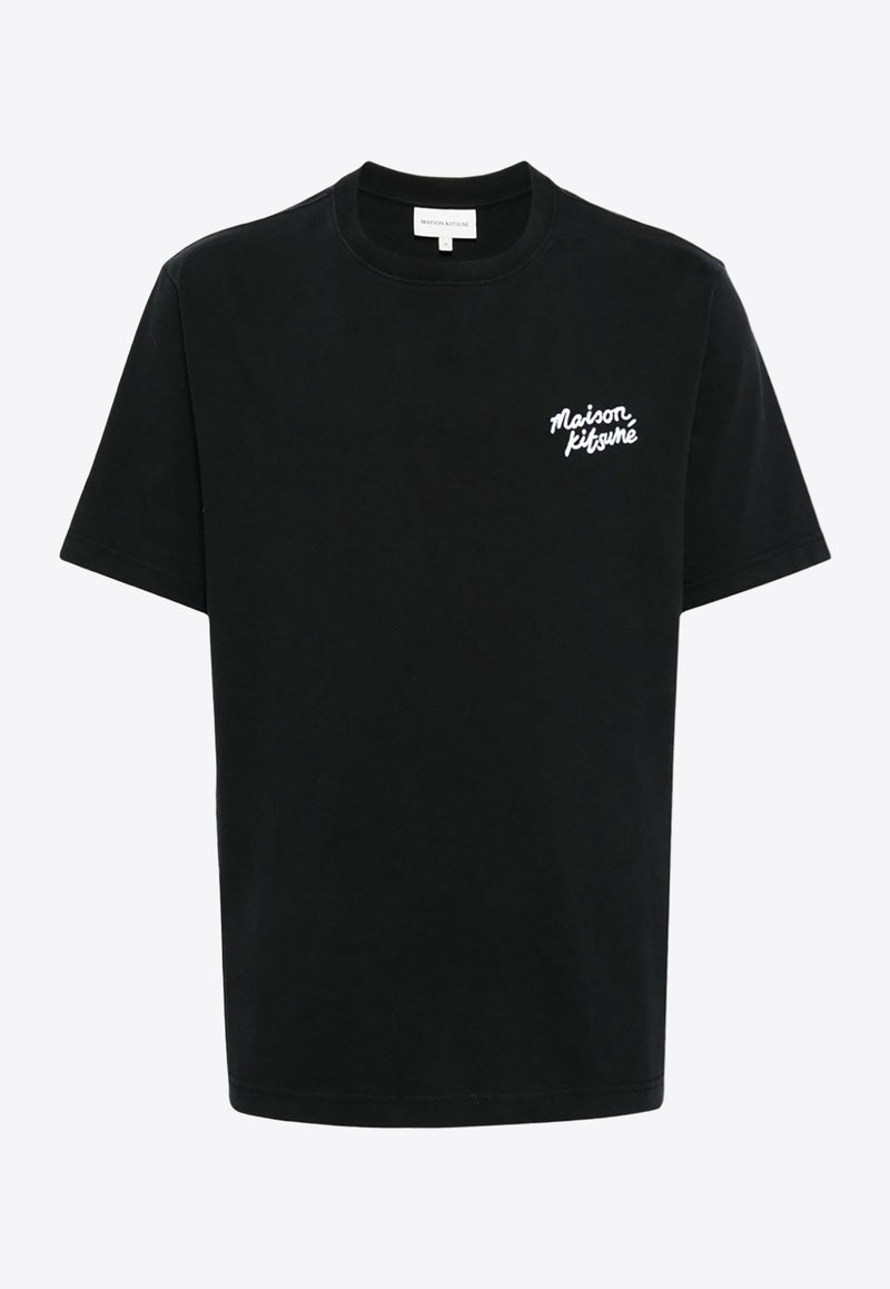 Maison Kitsuné Logo Embroidery Crewneck T-shirt Black MM00126KJ0118_O197