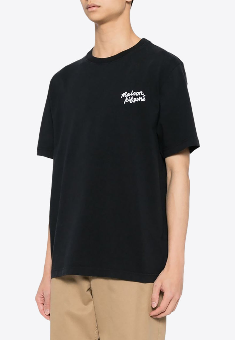 Maison Kitsuné Logo Embroidery Crewneck T-shirt Black MM00126KJ0118_O197