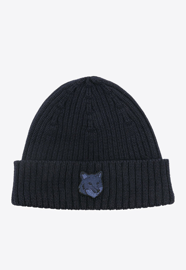 Maison Kitsuné Bold Fox Ribbed Beanie Navy MM06111KT1022_P491