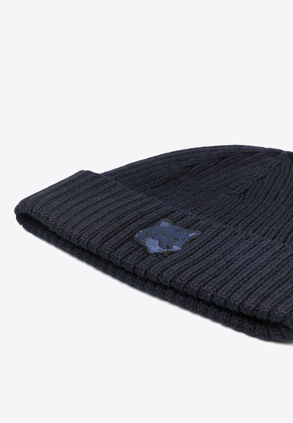 Maison Kitsuné Bold Fox Ribbed Beanie Navy MM06111KT1022_P491