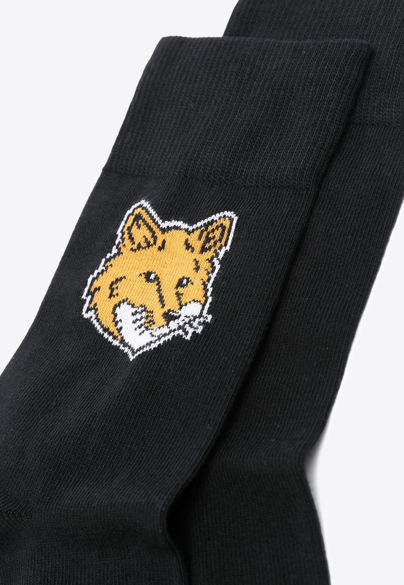 Maison Kitsuné Fox Logo Socks Black MM06401KT0010_P199