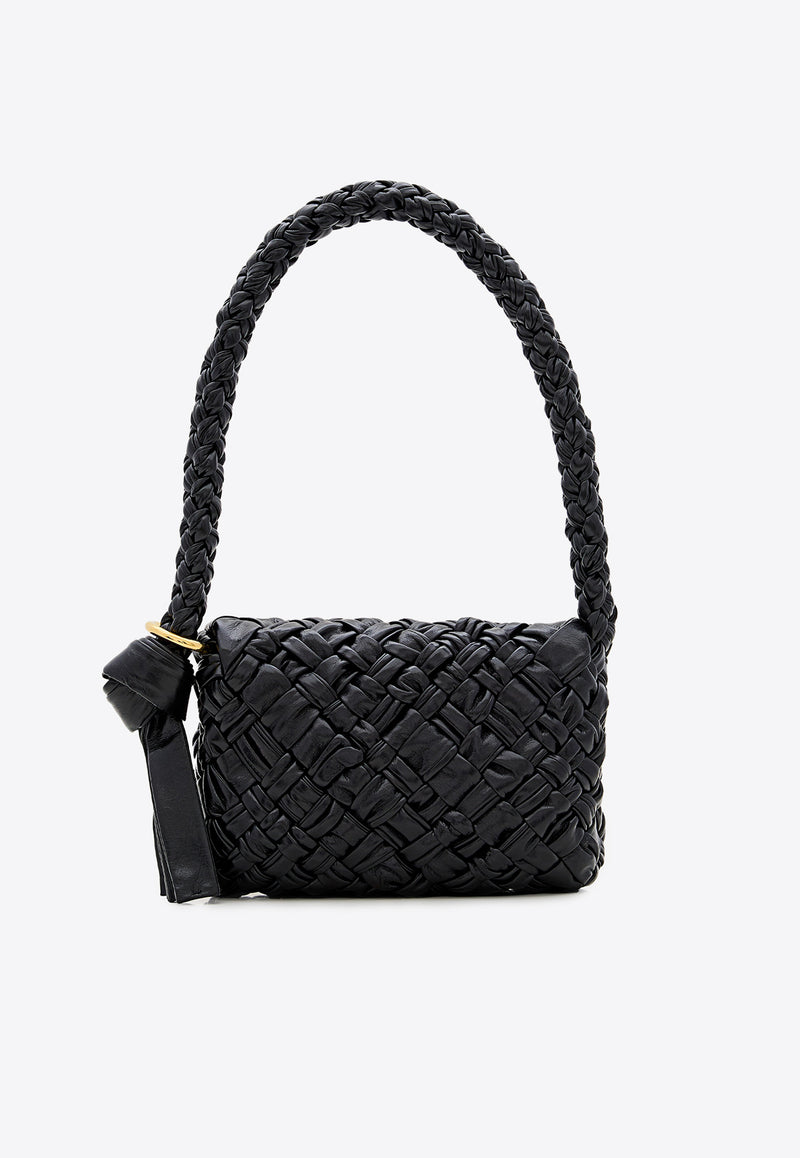 Bottega Veneta Kalimero Città Shoulder Bag in Intreccio Leather 785797V40T0 1019 Black