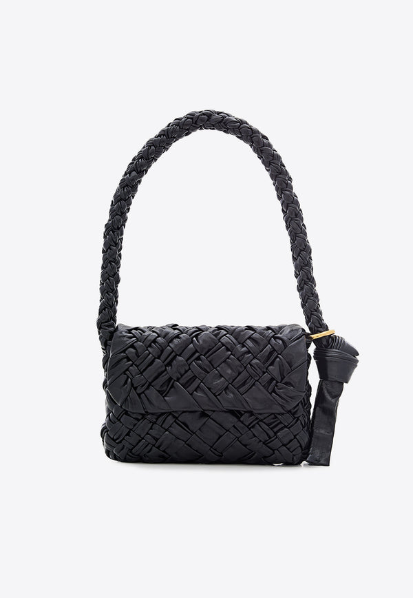 Bottega Veneta Kalimero Città Shoulder Bag in Intreccio Leather 785797V40T0 1019 Black