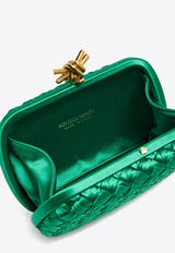 Bottega Veneta Knot Clutch in Intreccio Pleated Satin 786121V41T1 3303 Emerald Green