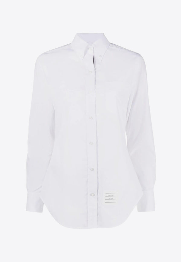 Thom Browne Name Tag Patch Long-Sleeved Shirt White FLL005E03113_100
