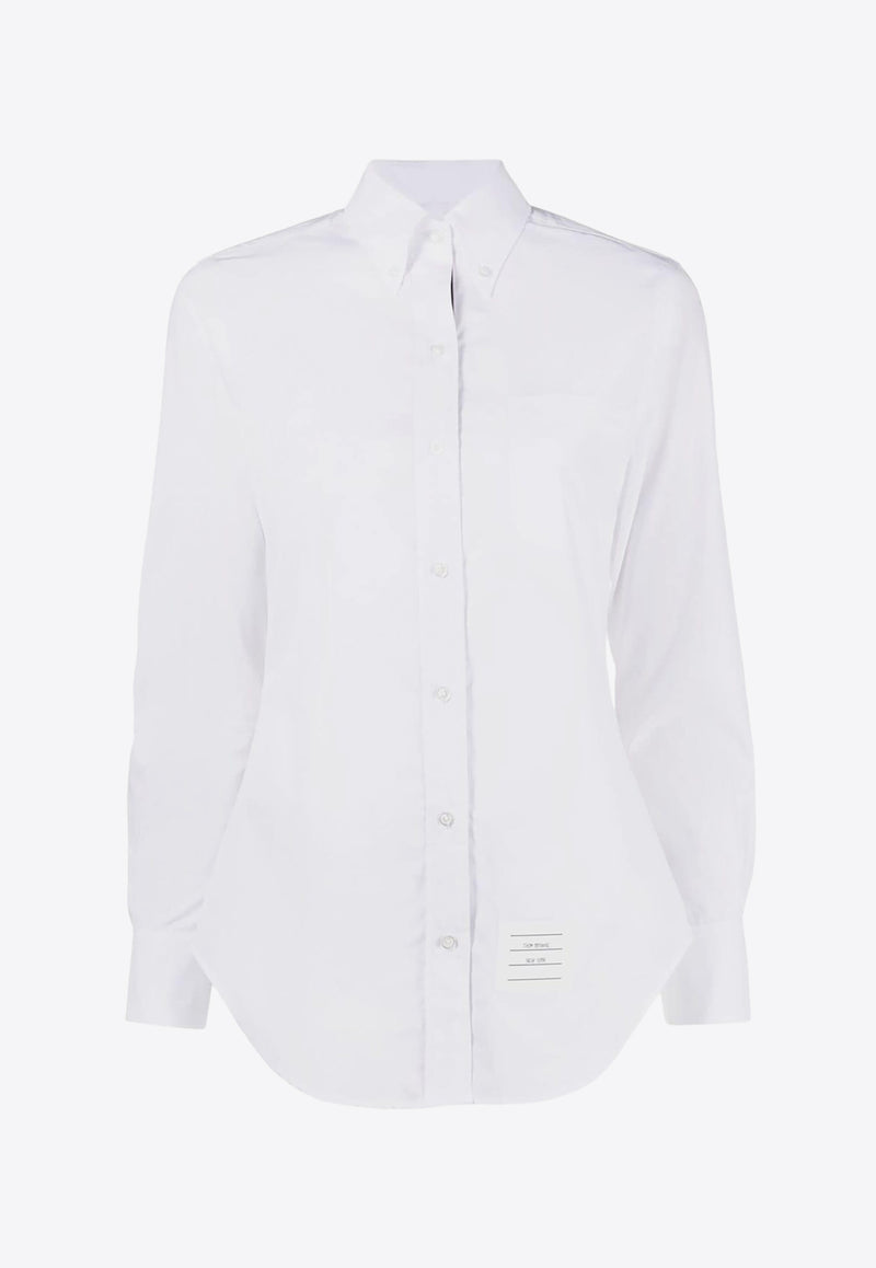 Thom Browne Name Tag Patch Long-Sleeved Shirt White FLL005E03113_100