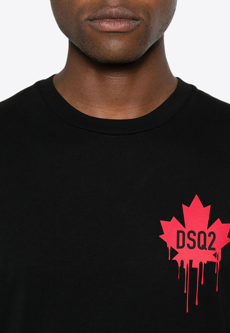 Dsquared2 Maple Leaf Print T-shirt Black S74GD1358D20014_900