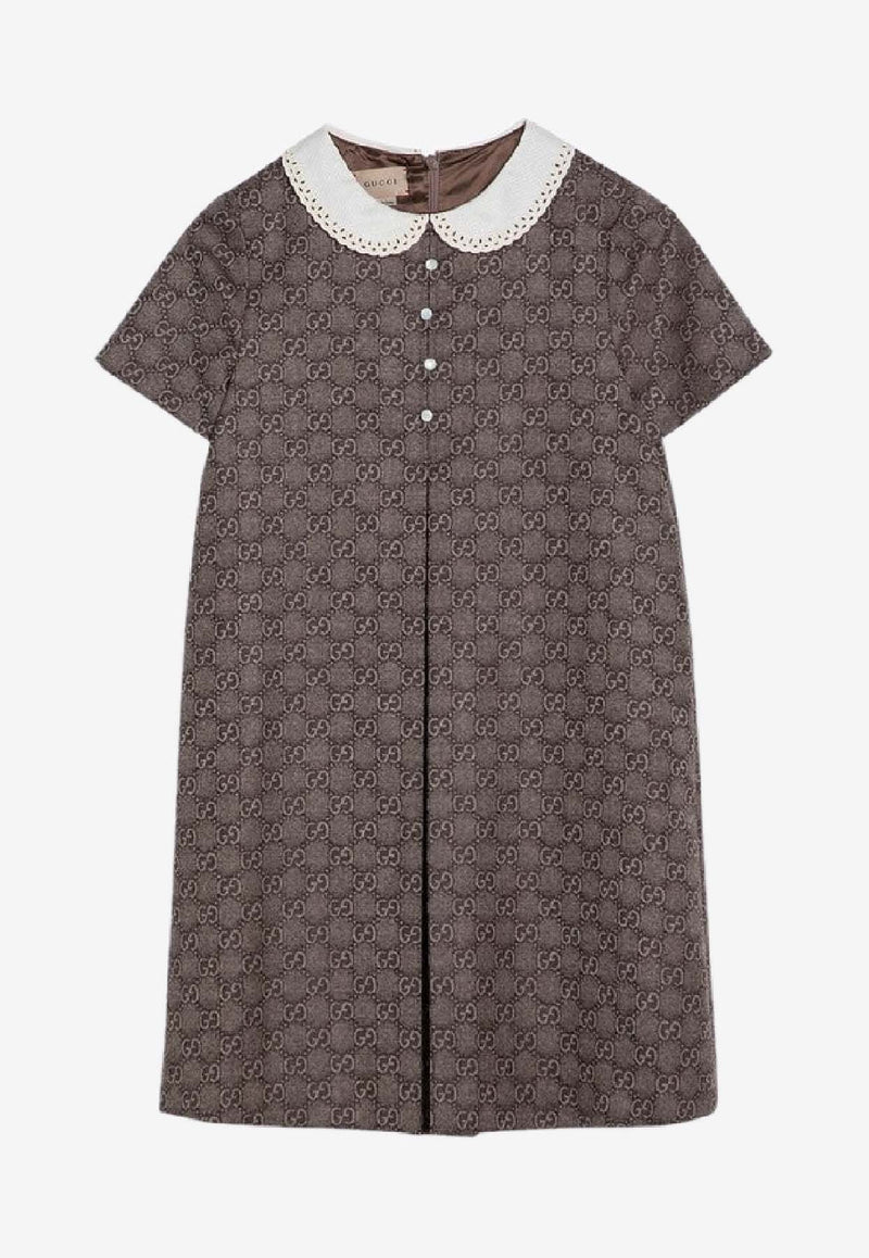 Gucci Kids Girls GG Supreme Wool Dress Brown 787261ZAQFK/P_GUC-2325