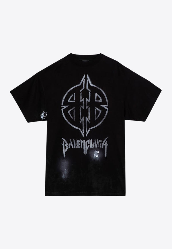 Balenciaga Metal BB Stencil Oversized Vintage T-shirt Black 787349TQVT1/P_BALEN-9034