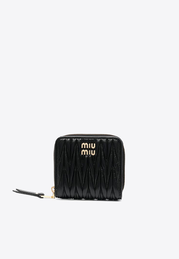 Miu Miu Matelassé Zip-Around Leather Wallet Black 5ML5222FPP_F0002