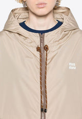 Miu Miu Logo Print Windbreaker Jacket Beige ML1055SOOO13MF_F0065