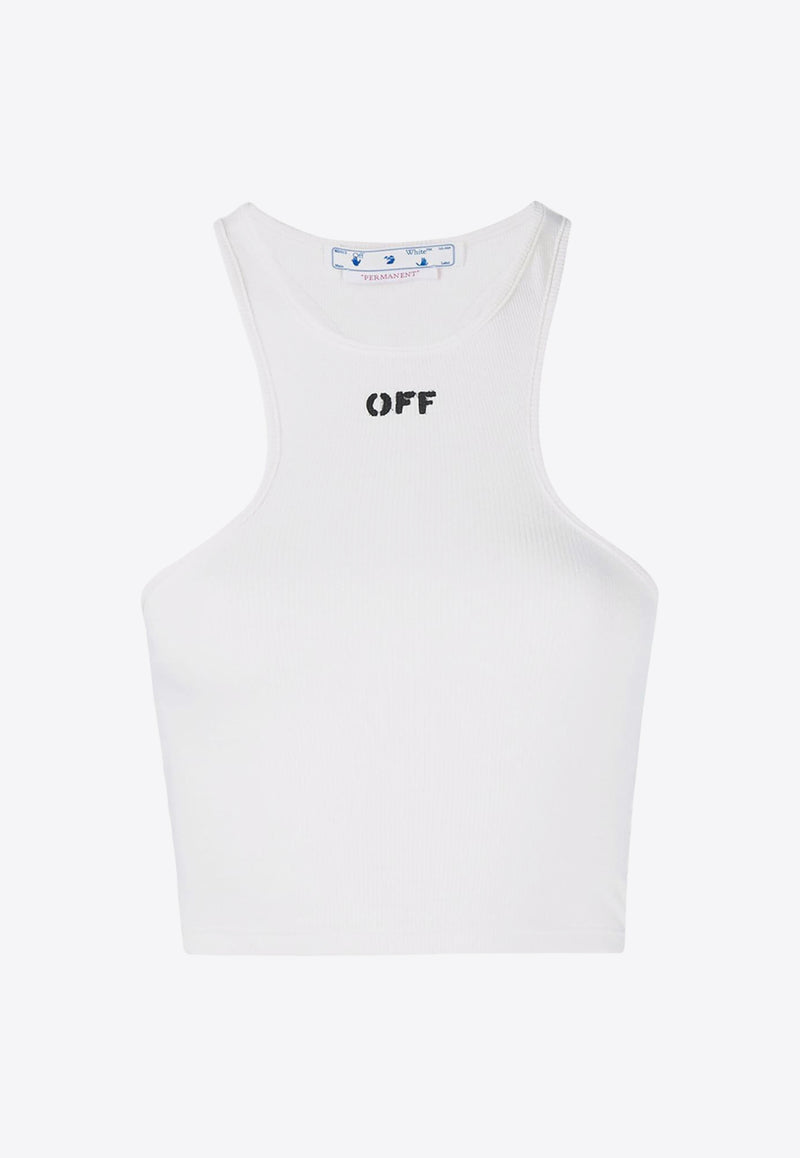 Off-White OFF Stamp Ribbed Crop Top White OWAD086C99JER002_0110