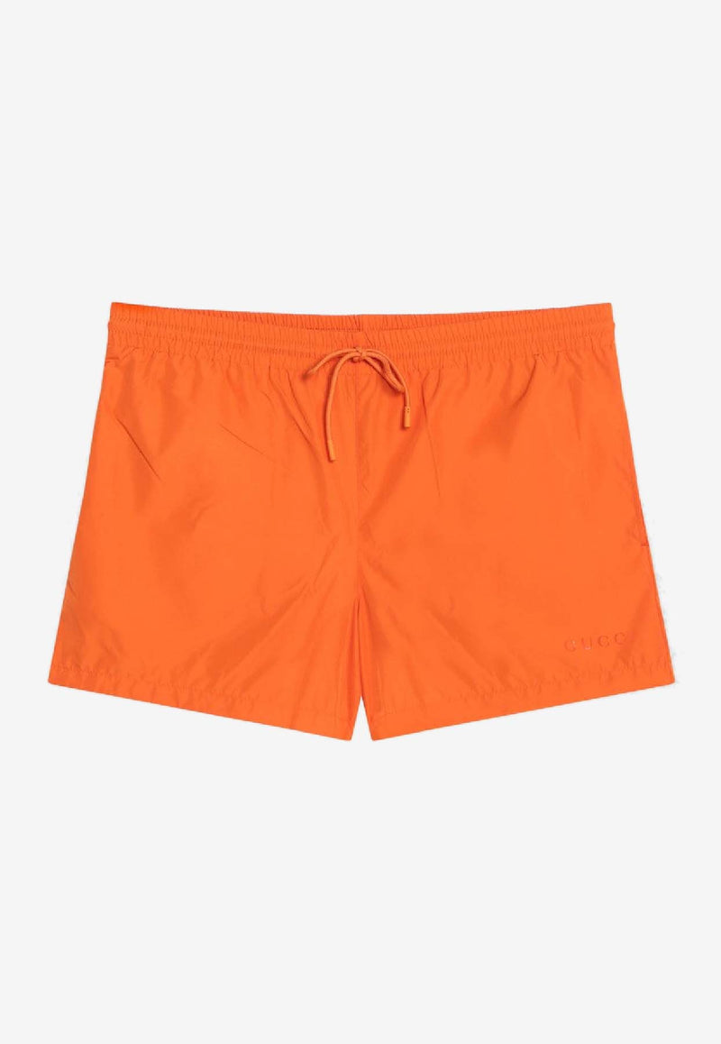 Gucci Logo Embroidered Swim Shorts Orange 787899XHAG2/Q_GUC-7573