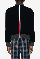 Thom Browne Name Tag Patch Wool Bomber Jacket Navy MJT395AJ0100_415