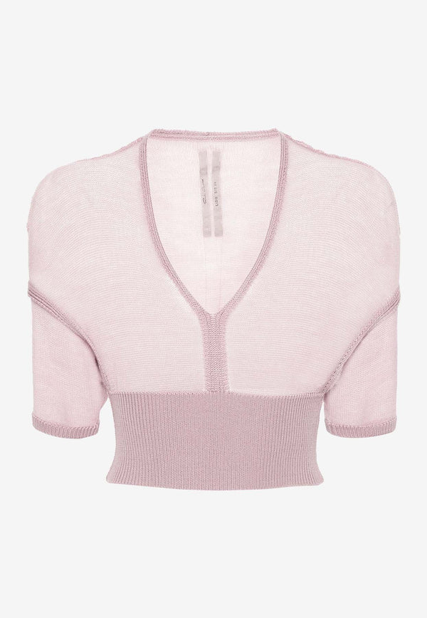 Rick Owens Fine Knit Virgin Wool Top Pink RO01D2682KM_63