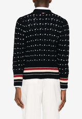 Thom Browne RWB Stripe Cable Knit Cardigan Navy MKC542BY1506_415