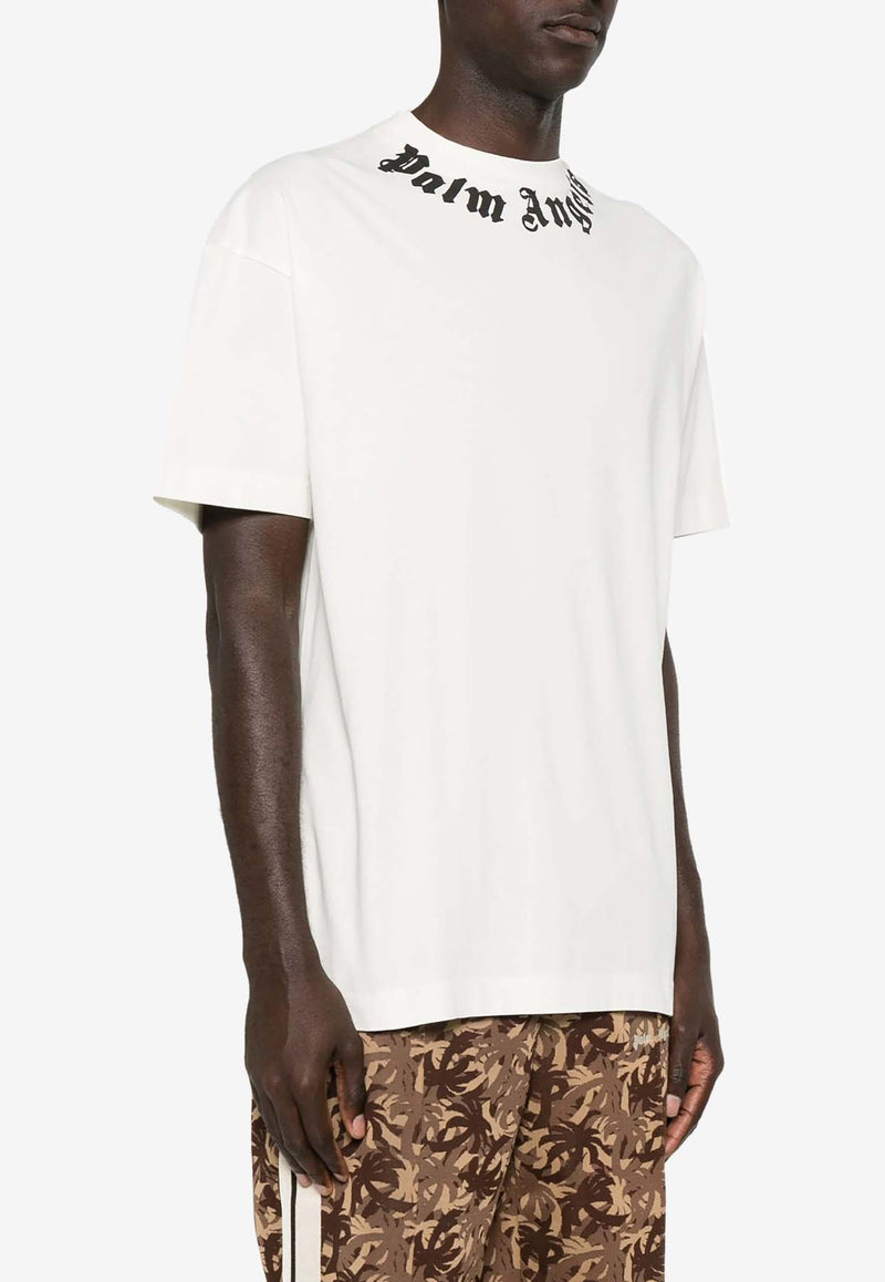 Palm Angels Neck Logo T-shirt Off-white PMAA001F24JER007_0310