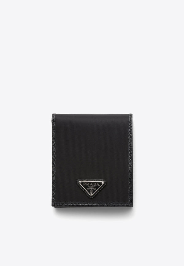Prada Logo Plaque Bi-Fold Re-Nylon Wallet Black 2MO7382DMH_F0002