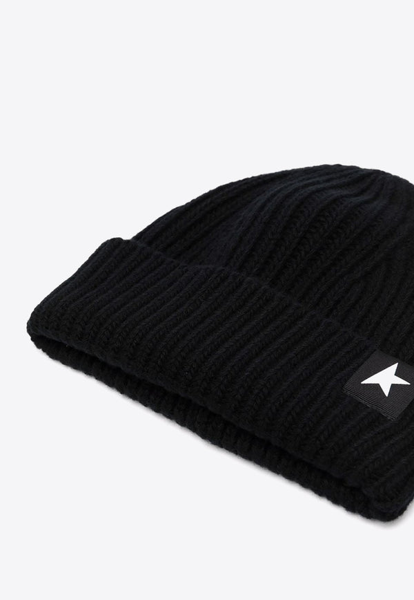 Golden Goose DB Star Patch Ribbed Beanie Black GUP01035P000601_90100