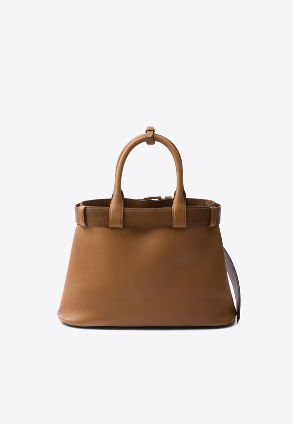 Prada Medium Logo Leather Top Handle Bag Brown 1BA434VOBO2CY9_F03BH