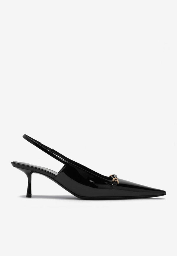 Saint Laurent Carine 55 Patent Leather Slingabck Pumps Black 7893911TVAN/O_YSL-1000